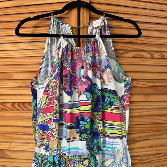 Amanda Uprichard Silk Floral Maxi Dress Butterfly Colorful Wedding Guest - Picture 3 of 8